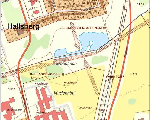 Kartbild över Ekoparken i Hallsberg - ny grusgång